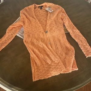 Forever 21 long sweater. Brand new never worn. Bright sherbet/ cantaloupe color.
